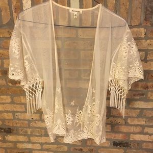 *PENDING* Monteau Sheer Lace Fringe Kimono